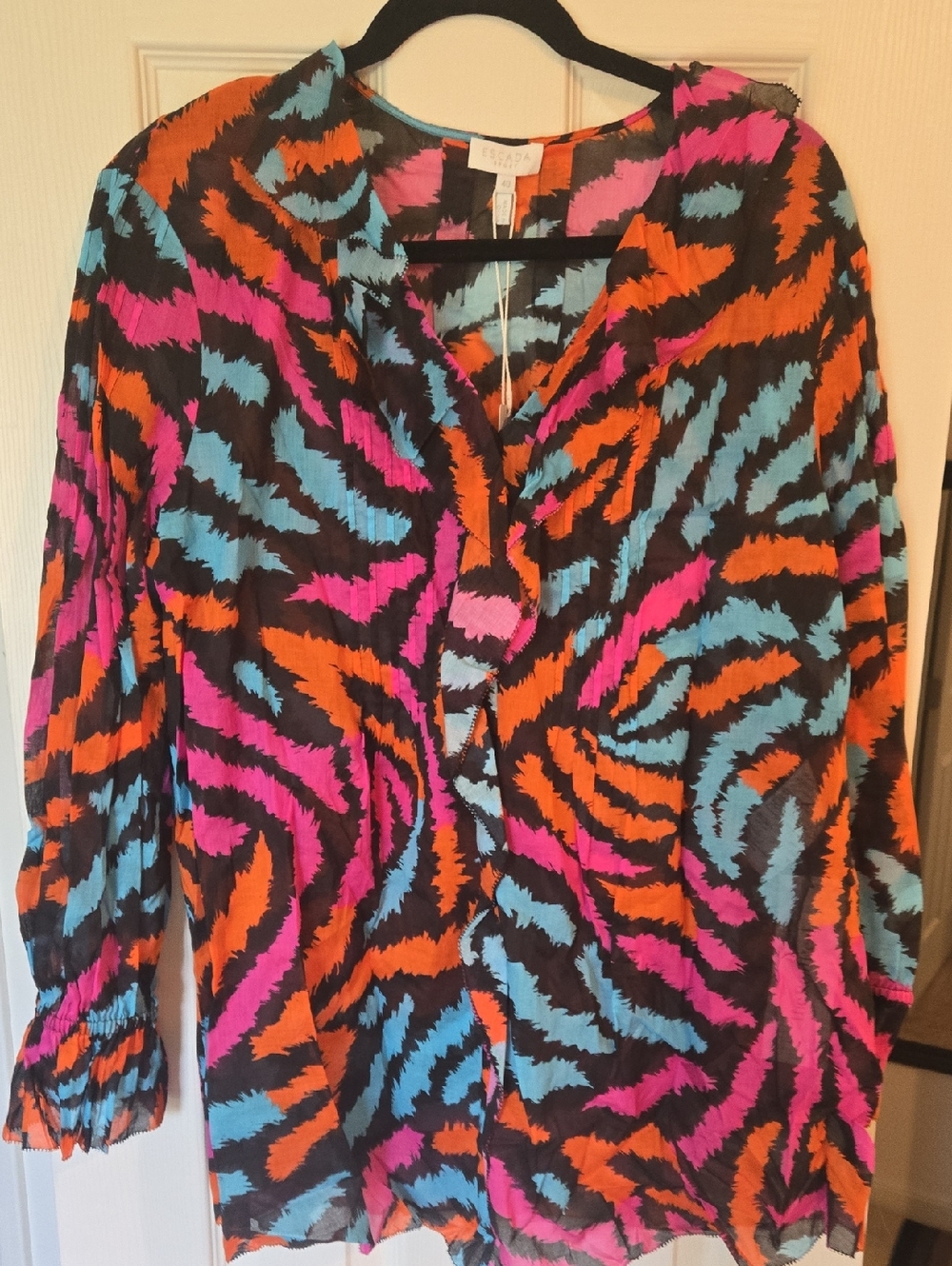 Escada Multicolor Abstract Animal-Print Top
